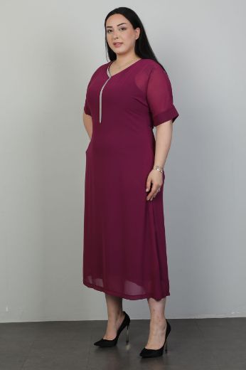 Picture of Dalida 38447xl damson Plus Size Women Dress 