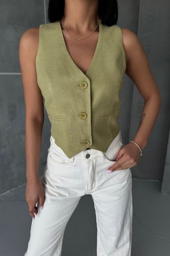 Picture of OUZ FASHION 24S251107 OIL GREEN Women Vest