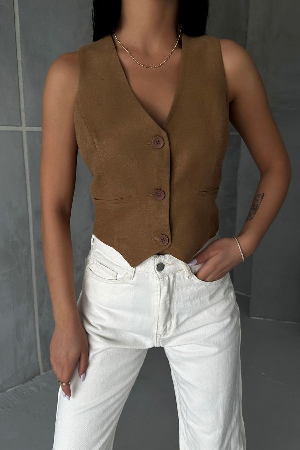 Picture of OUZ FASHION 24S251107 BROWN Women Vest