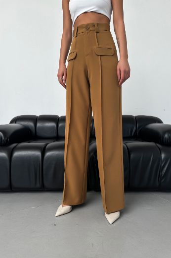 Picture of OUZ FASHION 24S321003 CAMEL Women's Trousers