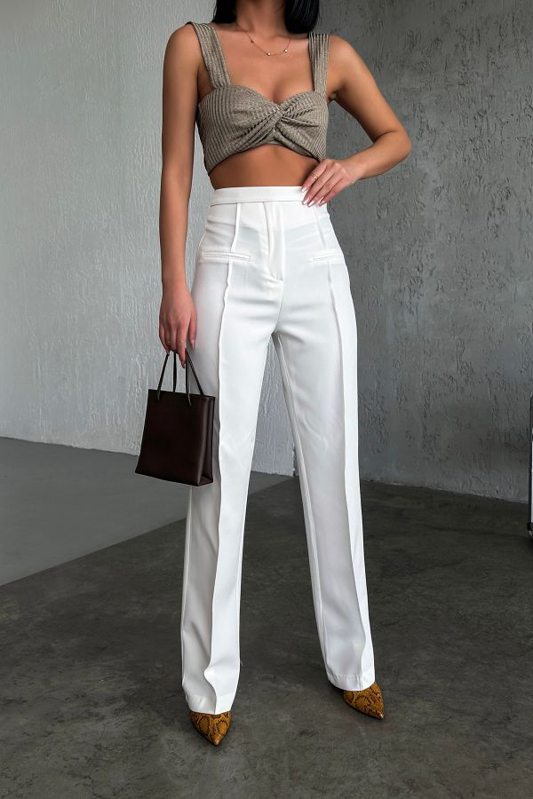 Picture of OUZ FASHION 24S321009 WHITE Women's Trousers