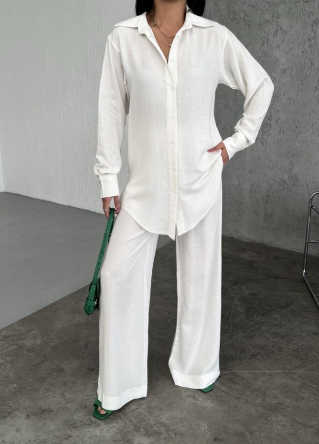 Picture of OUZ FASHION 24S011042 WHITE WOMAN TROUSER SUIT 