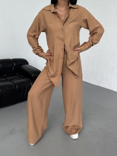 Picture of OUZ FASHION 24S011042 CAMEL WOMAN TROUSER SUIT 