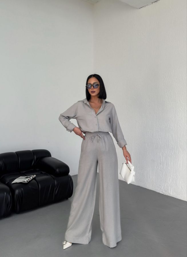 Picture of OUZ FASHION 24S011042 GREY WOMAN TROUSER SUIT 