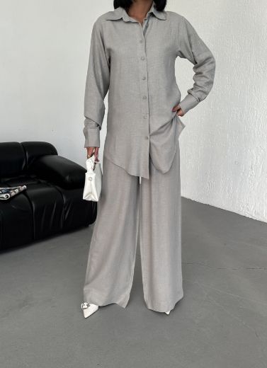 Picture of OUZ FASHION 24S011042 GREY WOMAN TROUSER SUIT 