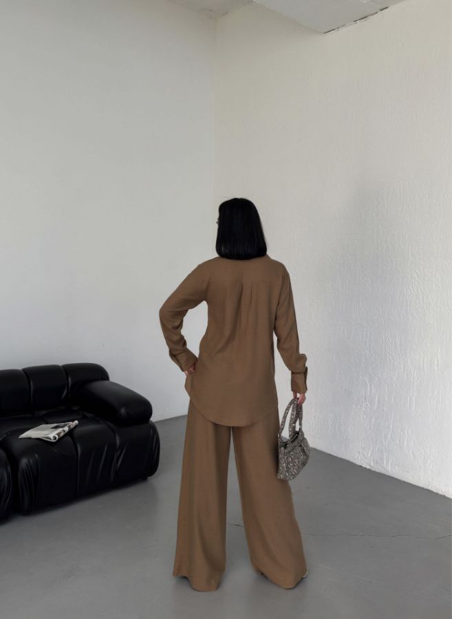 Picture of OUZ FASHION 24S011042 BROWN WOMAN TROUSER SUIT 