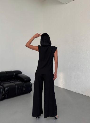 Picture of OUZ FASHION 24S011036 BLACK WOMAN TROUSER SUIT 