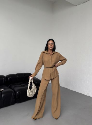 Picture of OUZ FASHION 24S011045 BROWN WOMAN TROUSER SUIT 