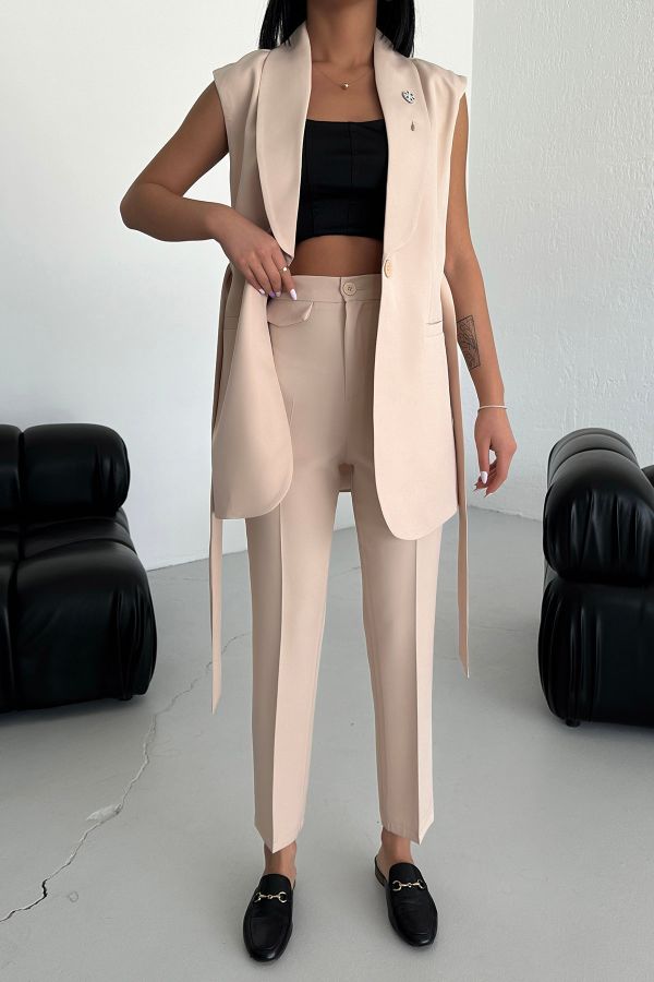 Picture of OUZ FASHION 24S251115 BEIGE WOMAN TROUSER SUIT 