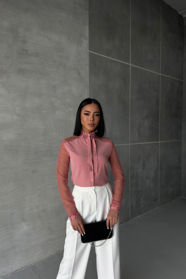 OUZ FASHION 24S121098 PEMBE Kadın Gömlek resmi