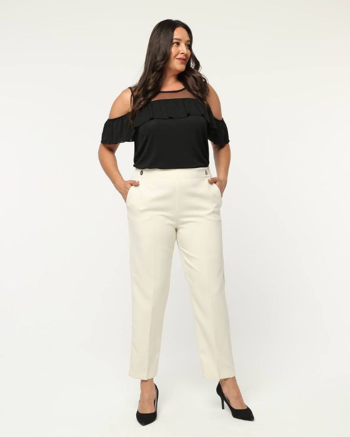 Picture of OUZ FASHION 24S321031 WHITE Plus Size Women Pants 