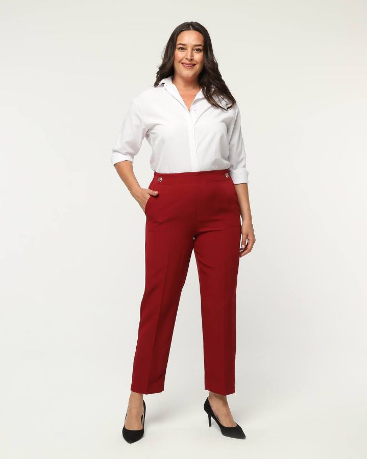 Picture of OUZ FASHION 24S321031 BURGUNDY Plus Size Women Pants 