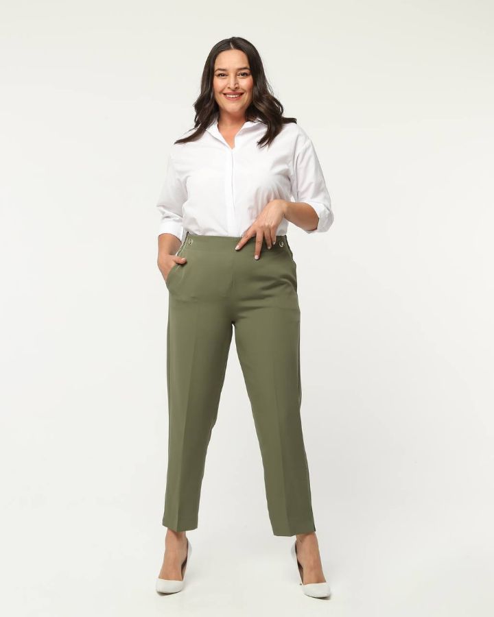 Picture of OUZ FASHION 24S321031 KHAKI Plus Size Women Pants 