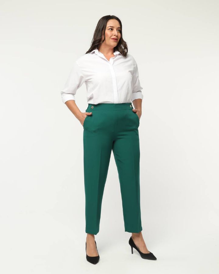 Picture of OUZ FASHION 24S321031 EMERALD Plus Size Women Pants 