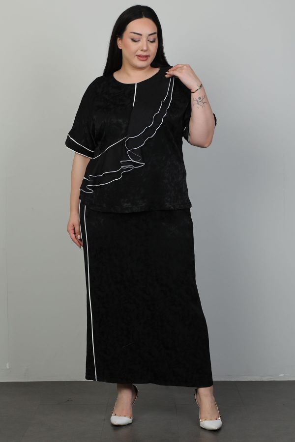 Picture of Dalida 47100xl BLACK Plus Size Women Skirt Suit