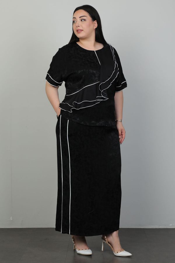 Picture of Dalida 47100xl BLACK Plus Size Women Skirt Suit