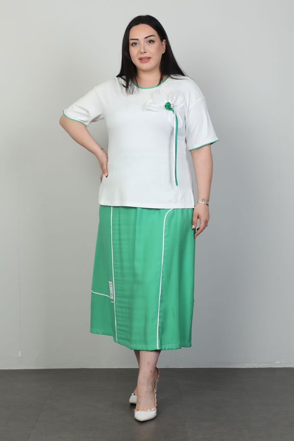 Picture of Dalida 47092xl GREEN Plus Size Women Skirt Suit