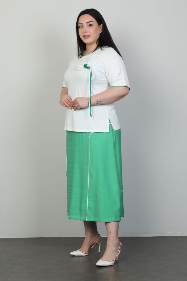 Picture of Dalida 47092xl GREEN Plus Size Women Skirt Suit