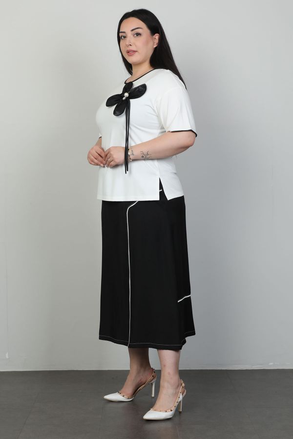 Picture of Dalida 47092xl BLACK Plus Size Women Skirt Suit