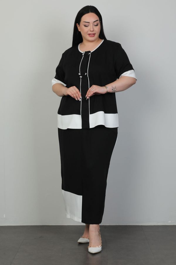 Picture of Dalida 47095xl BLACK Plus Size Women Skirt Suit