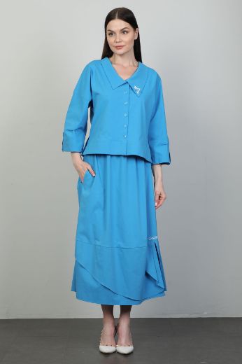 Picture of Dozza Fashion 5105 BLUE WOMANS SKIRT SUIT 