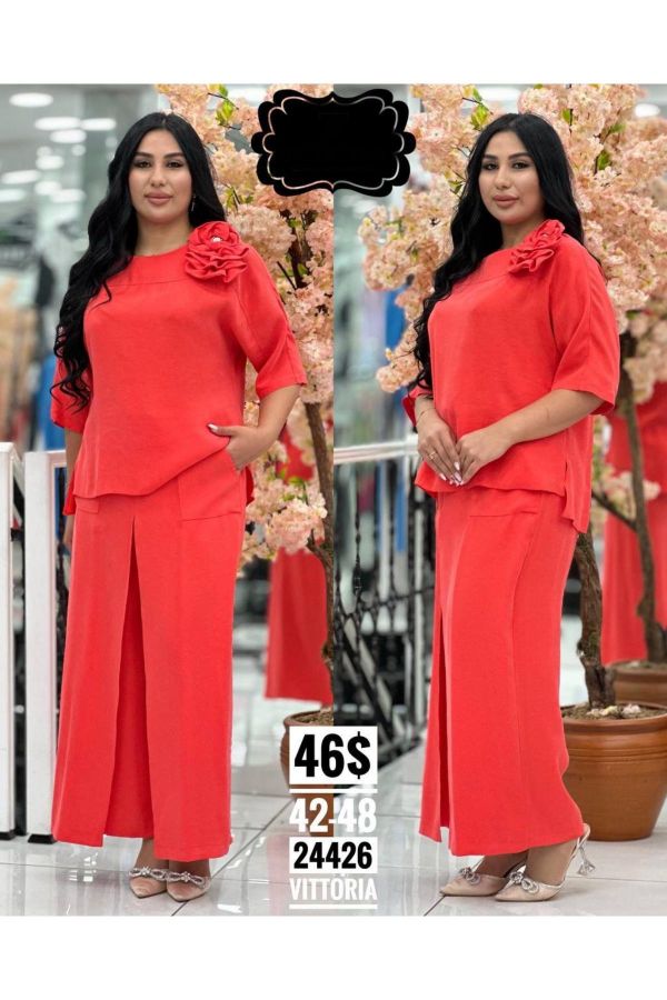 Picture of Vittoria 24426 RED Plus Size Women Suit