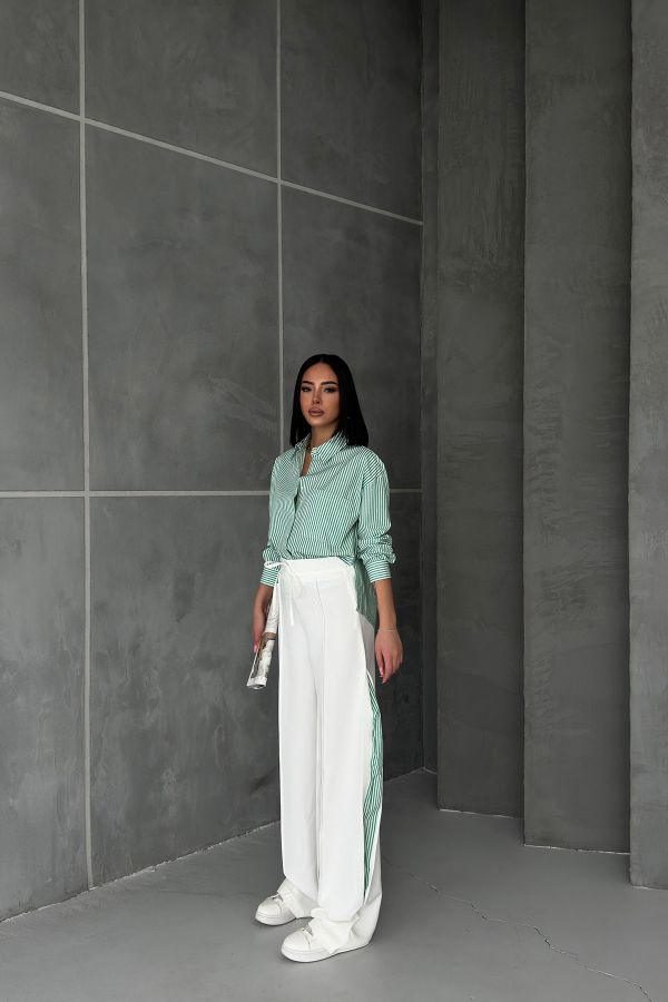 Picture of OUZ FASHION 24S011048 WHITE-GREEN WOMAN TROUSER SUIT 