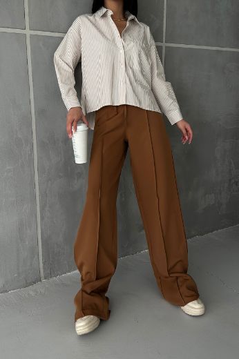 Picture of OUZ FASHION 24S011048 BROWN WOMAN TROUSER SUIT 