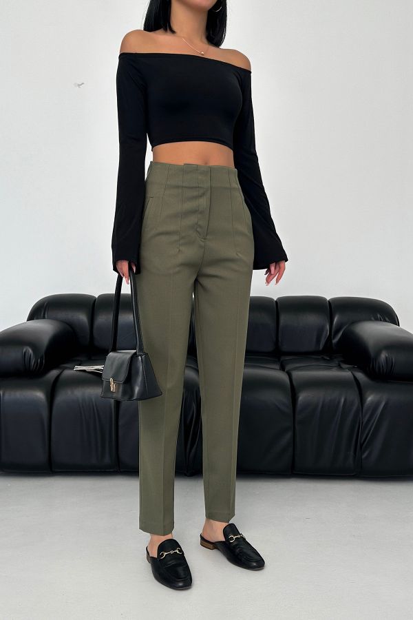 Picture of OUZ FASHION 24S321029 KHAKI Women's Trousers