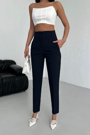 Picture of OUZ FASHION 24S321029 NAVY BLUE Women's Trousers