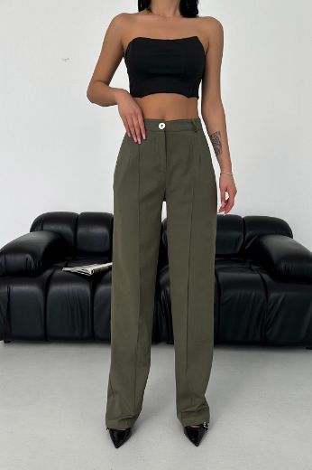 Picture of OUZ FASHION 24S321121 KHAKI Women's Trousers