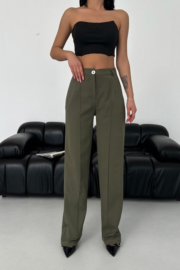 Picture of OUZ FASHION 24S321121 KHAKI Women's Trousers