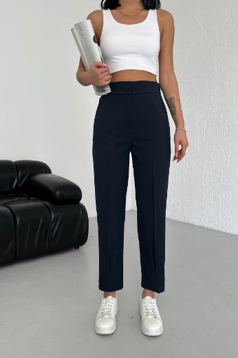 Picture of OUZ FASHION 24S321008 NAVY BLUE Women's Trousers