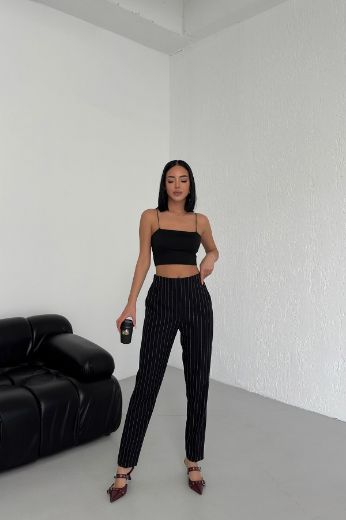 Picture of OUZ FASHION 24S321027 BLACK Women's Trousers