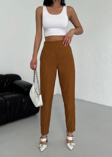 Picture of OUZ FASHION 24S321027 BRICK Women's Trousers