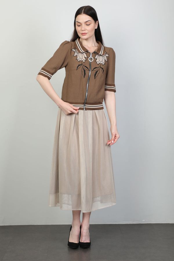 Picture of Dozza Fashion 5117 BROWN WOMANS SKIRT SUIT 