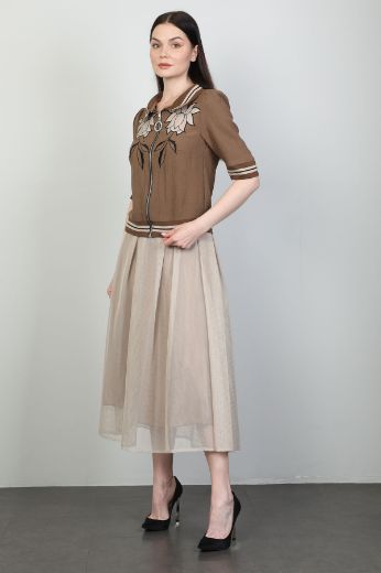 Picture of Dozza Fashion 5117 BROWN WOMANS SKIRT SUIT 