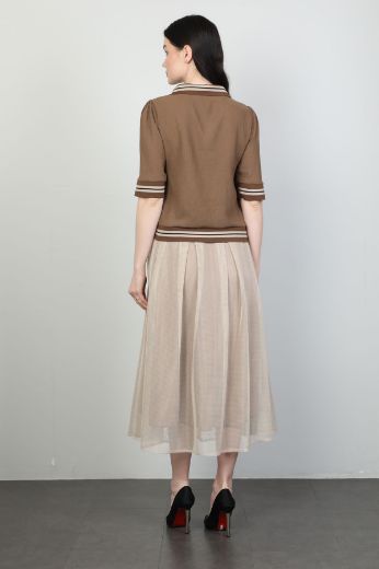 Picture of Dozza Fashion 5117 BROWN WOMANS SKIRT SUIT 