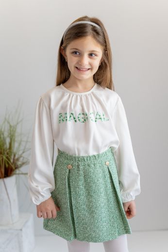 Picture of Zeyland 241Z4TVT81 NAKIŞLI ecru-green Girl Blouse