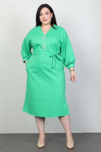 Picture of Biljana 6829xl GREEN Plus Size Women Dress 