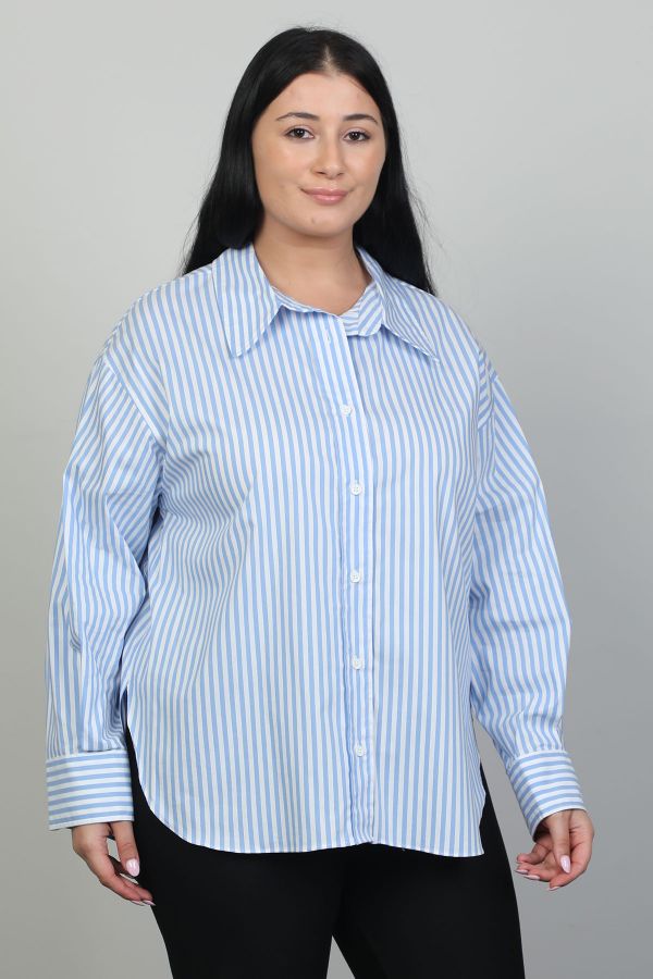 Picture of ROXELAN RB2609xl BLUE Plus Size Women Blouse 