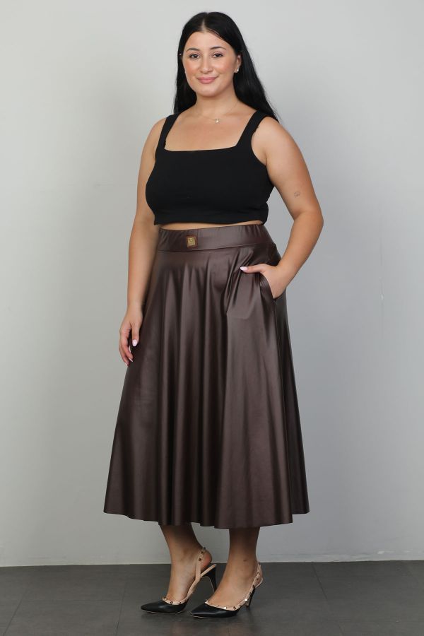 Picture of Extenzi 1389xl BROWN  Plus Size Women Skirt 