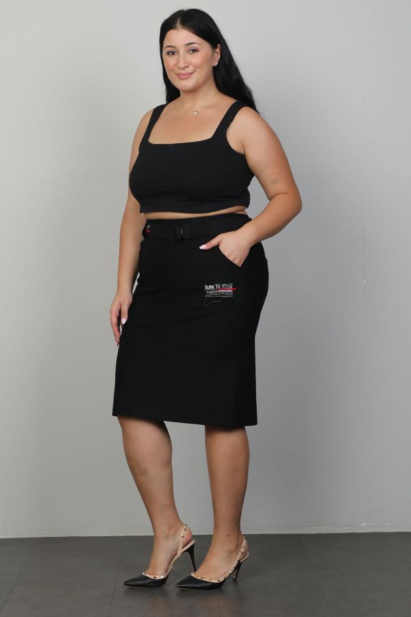 Picture of Extenzi 1315xl BLACK  Plus Size Women Skirt 