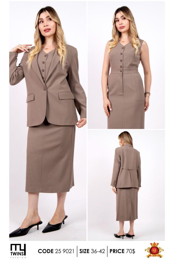 Picture of My Twins 259021 BROWN Women Suit