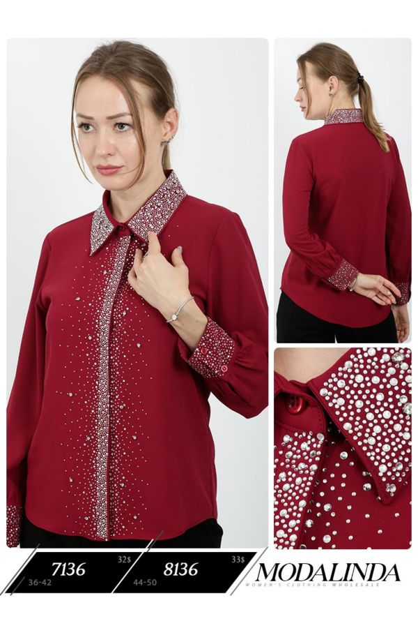 Picture of Modalinda 7136 BURGUNDY Women Blouse