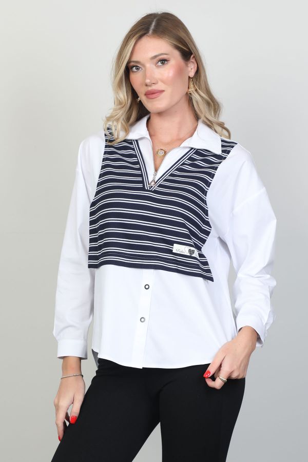 Picture of Aras 11840 NAVY BLUE Women Blouse