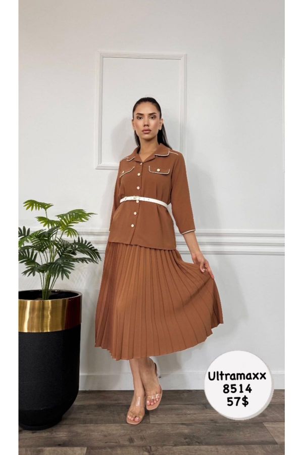 Picture of Ultramaxx 8514 BROWN WOMANS SKIRT SUIT 