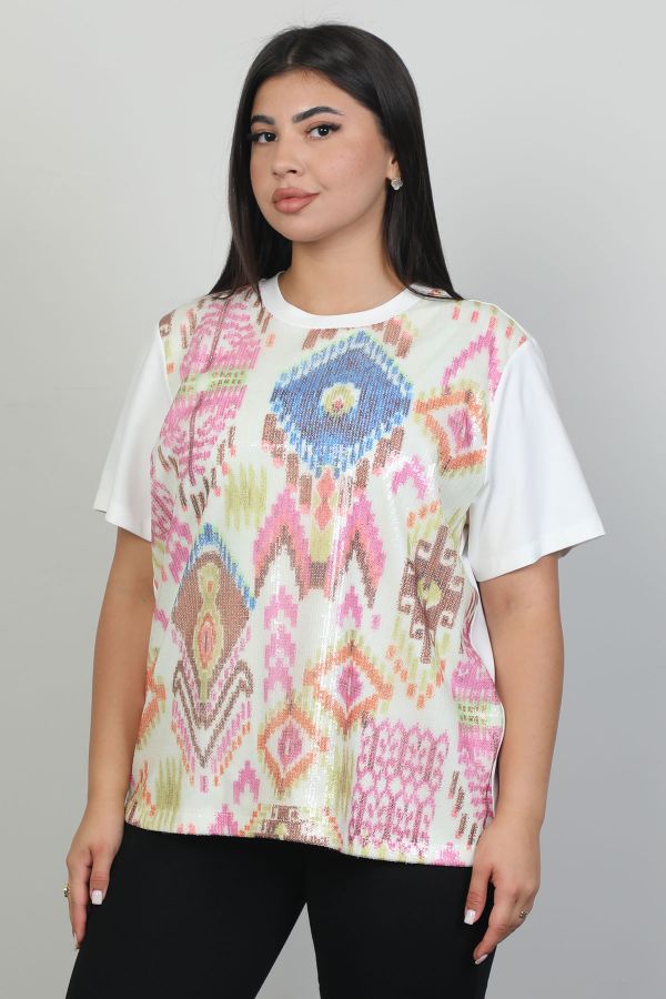 Picture of 4gKiwe MWK517xl ECRU Plus Size Women Blouse 