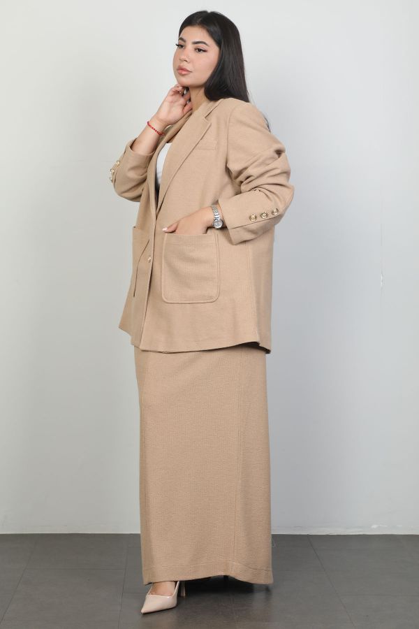 Picture of Lome LM303Txl-LM302Txl BEIGE Plus Size Women Skirt Suit