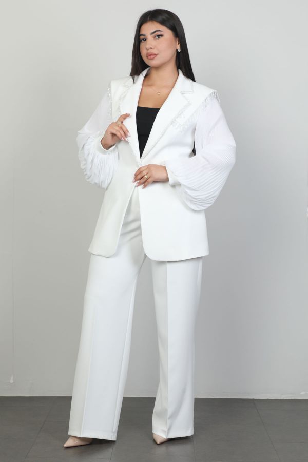 Picture of Xewn 2213xl ECRU Plus Size Women Suit